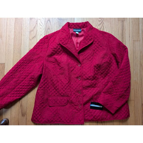 Requirements Womens Quilted Embroidered Jacket 2X Red Polyester NWT - Picture 3 of 8